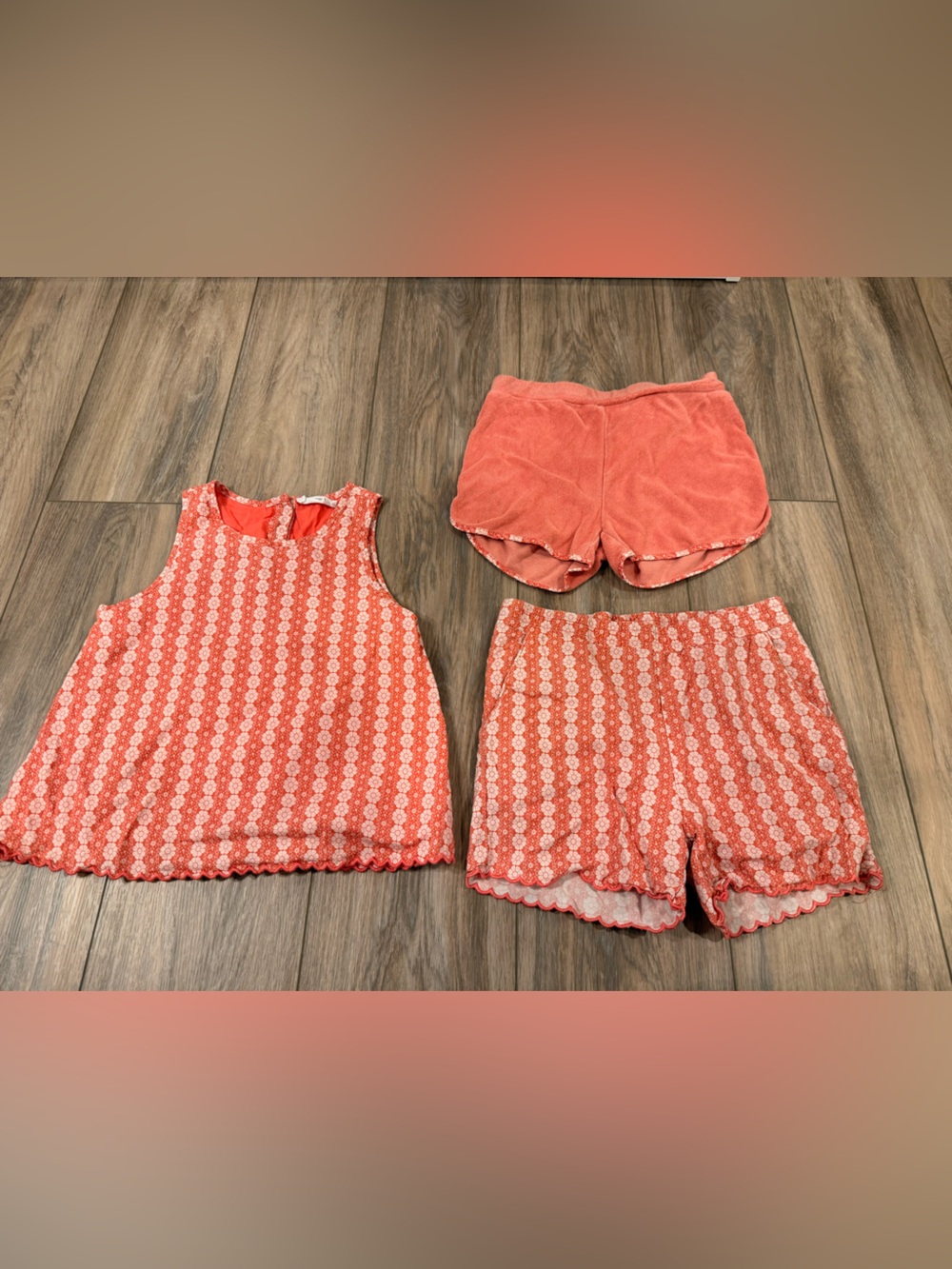 Girls' Coral Printed Tank Top & Shorts Matching Set